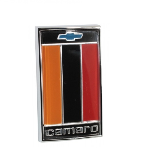 1975-77 Camaro Front Header Panel Emblem-Orange, Black & Red Trim Part