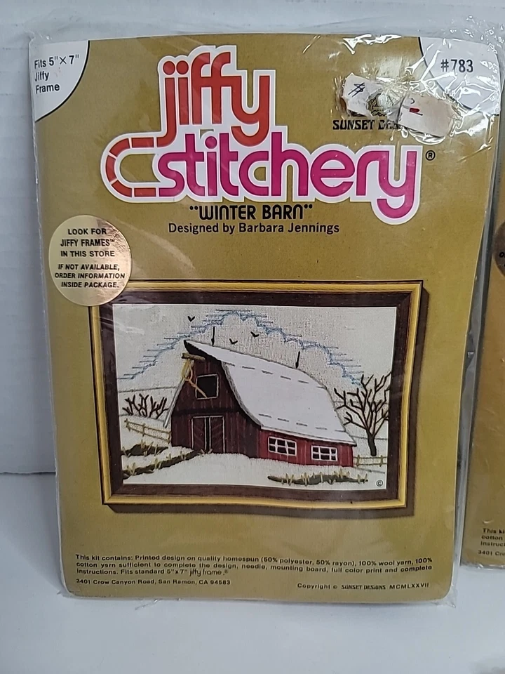 3 kits de punto de cruz contados diseños de puesta de sol de costura de Jiffy vintage escenas de granero  Foto 2 de 4