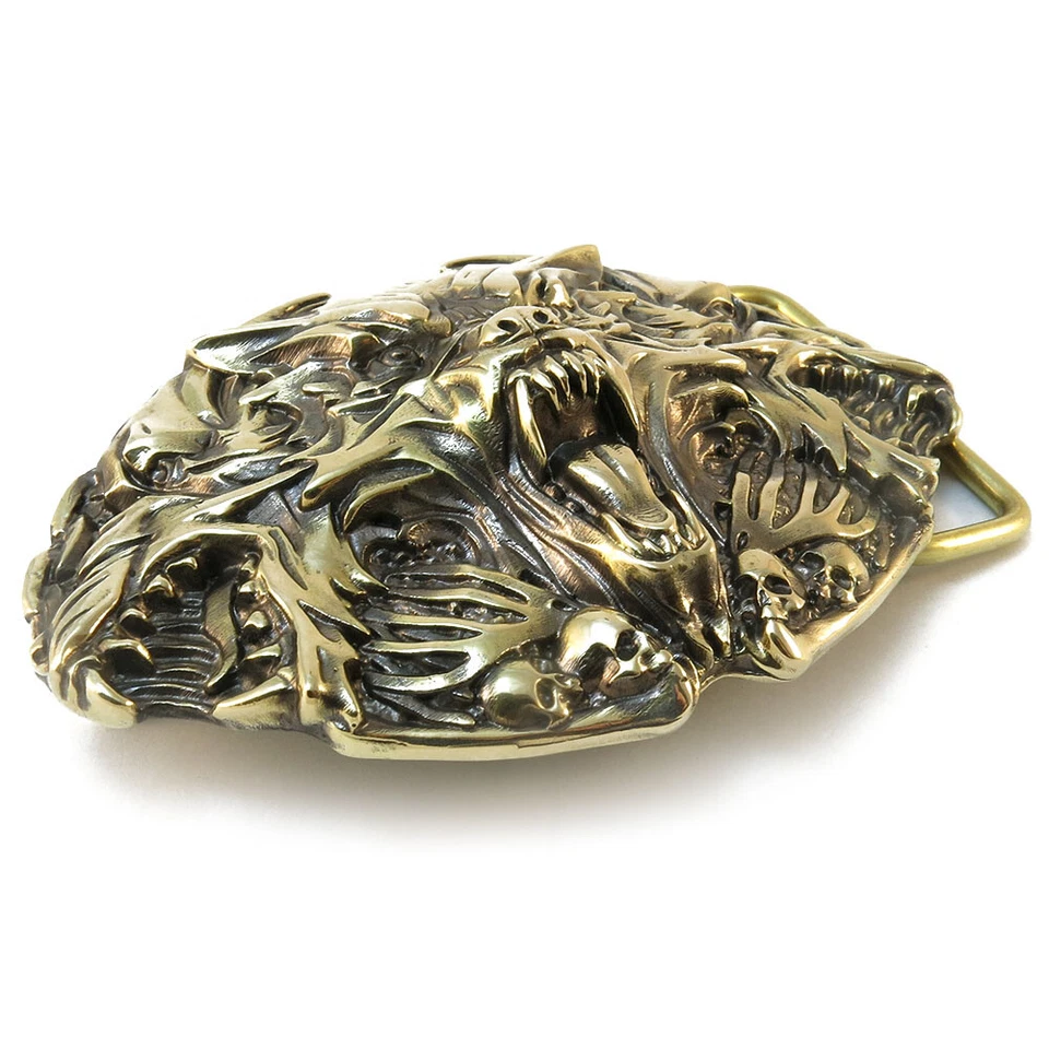 Hebilla de cinturón "Cerbero", hebilla de animal, perro de tres cabezas, perro infernal, perro monstruo  Foto 2 de 4