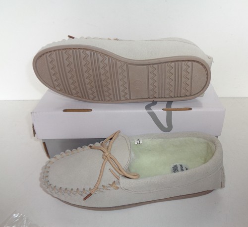 Ladies New Slippers Suede Leather Real Wool Lined Comfort Moccasin Womens Size 3 - Picture 8 of 9