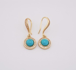 Authentic Whispers Of The Moonlit Burrow Sleeping Beauty Turquoise And Gold- Plated Silver Talisman Earrings