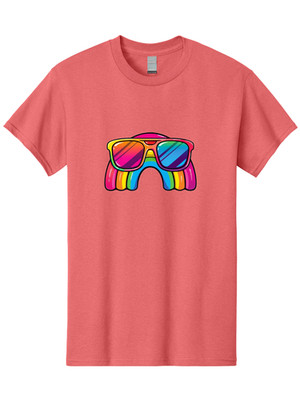 Rainbow-Sunglasses Mens Graphic Tee, 100% Cotton, Casual Summer Wear