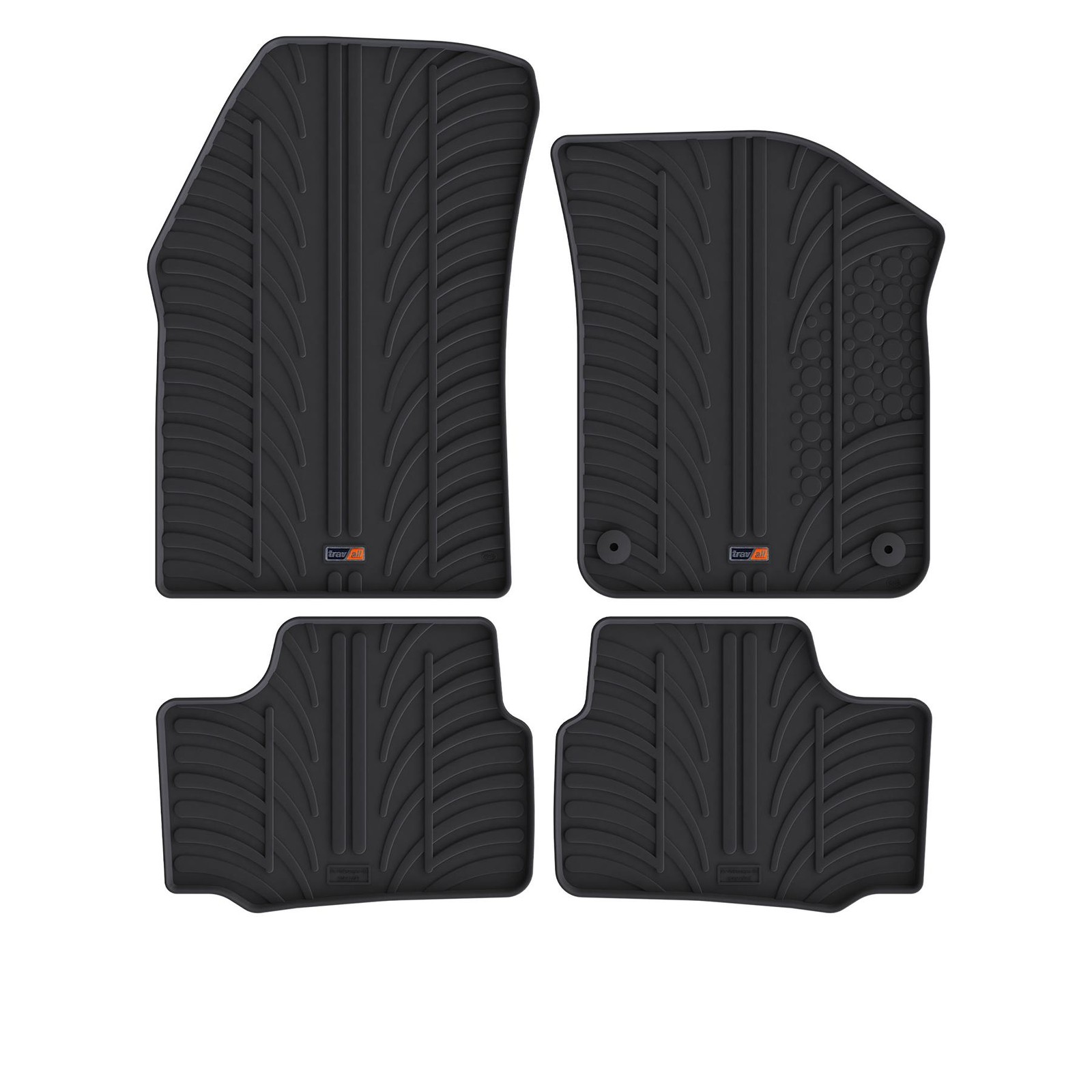 TRAVALL All Weather Floor Mats for VW Up! (2011-2020) Premium Black Rubber Set