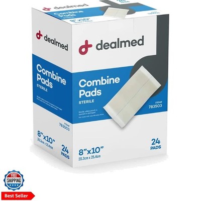 Abdominal Combine Pads 8''x10'' 24-Pack Sterile Individually Wrapped, ABD Pads,...