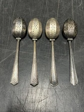 Vintage Rogers Bros Silver Plate A1 Tea Infuser Strainer Hinged Spoons 4Pcs 5.5”