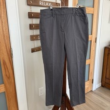 Lands' End Gray Mid Rise Straight Leg Cotton Stretch Career Pants Women's 12 NWT