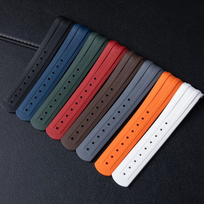 20mm Red Brown Soft FKM Rubber Watch Strap Fits Omega Seamaster 300M Series