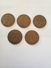 1921 UK Great Britain 1 One Penny King George  IV Large  Coin plus 4 (5 TOTAL)