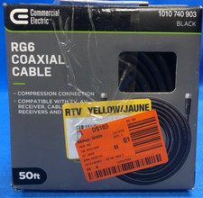 Commercial Electric 50 ft. Black 18-Gauge RG6 Coaxial Cable - New Open Box