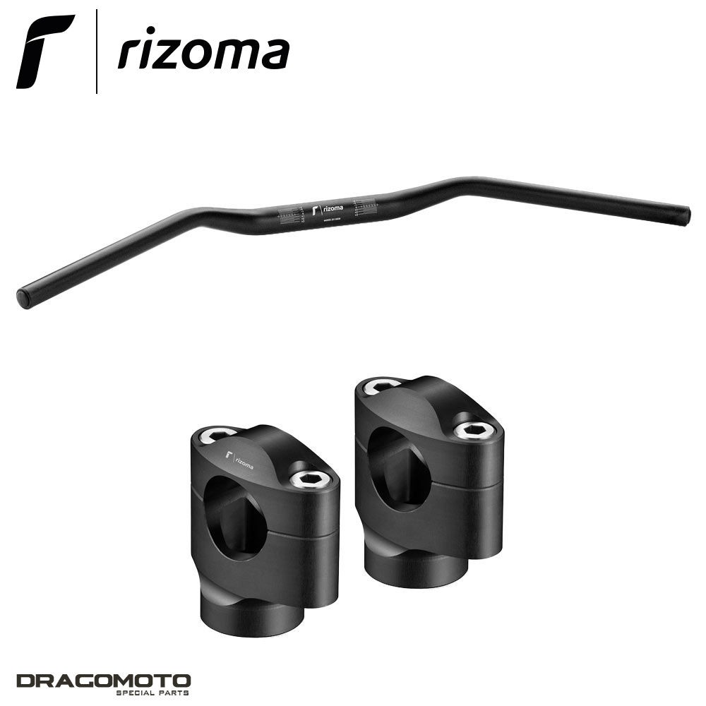 Guidon Yamaha MT-03 Rizoma MA006B rigide en alu noir pour un pilotage précis