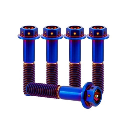 M8 Titanium Bolts GR5 Ti Hex Head Dual Drive Drilled Flange Bolt Race Spec 5PCS