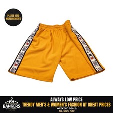 Vintage Tommy Hilfiger Sports Mens Large Yellow Mesh Athletic Shorts Made in USA