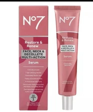 No7 Restore & Renew Face & Neck Multi Action Serum 30ml/1fl.oz. New In Box