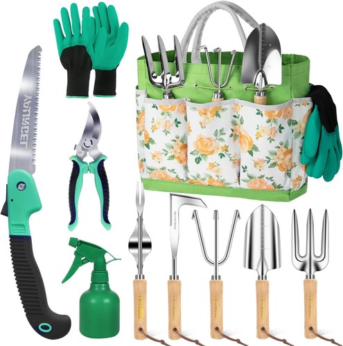 Gartenwerkzeug Set, 10 Stück Schwerlast Edelstahl
