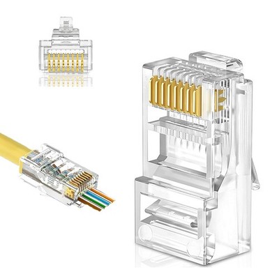 Cat5e RJ45 Connector Pass Through 8P8C Ethernet Plug UTP Network Cable 100 PCS