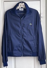 Vintage 80s Izod Lacoste Nylon Bomber Jacket Green Croc Navy Blue Size Medium