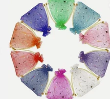 3 pcs Star Organza Gift Bags - Small Gift Pouches with Drawstring Closure