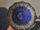 1910 Fenton Plaid Carnival Glass Bowl 8.5" Amazing Irridescent