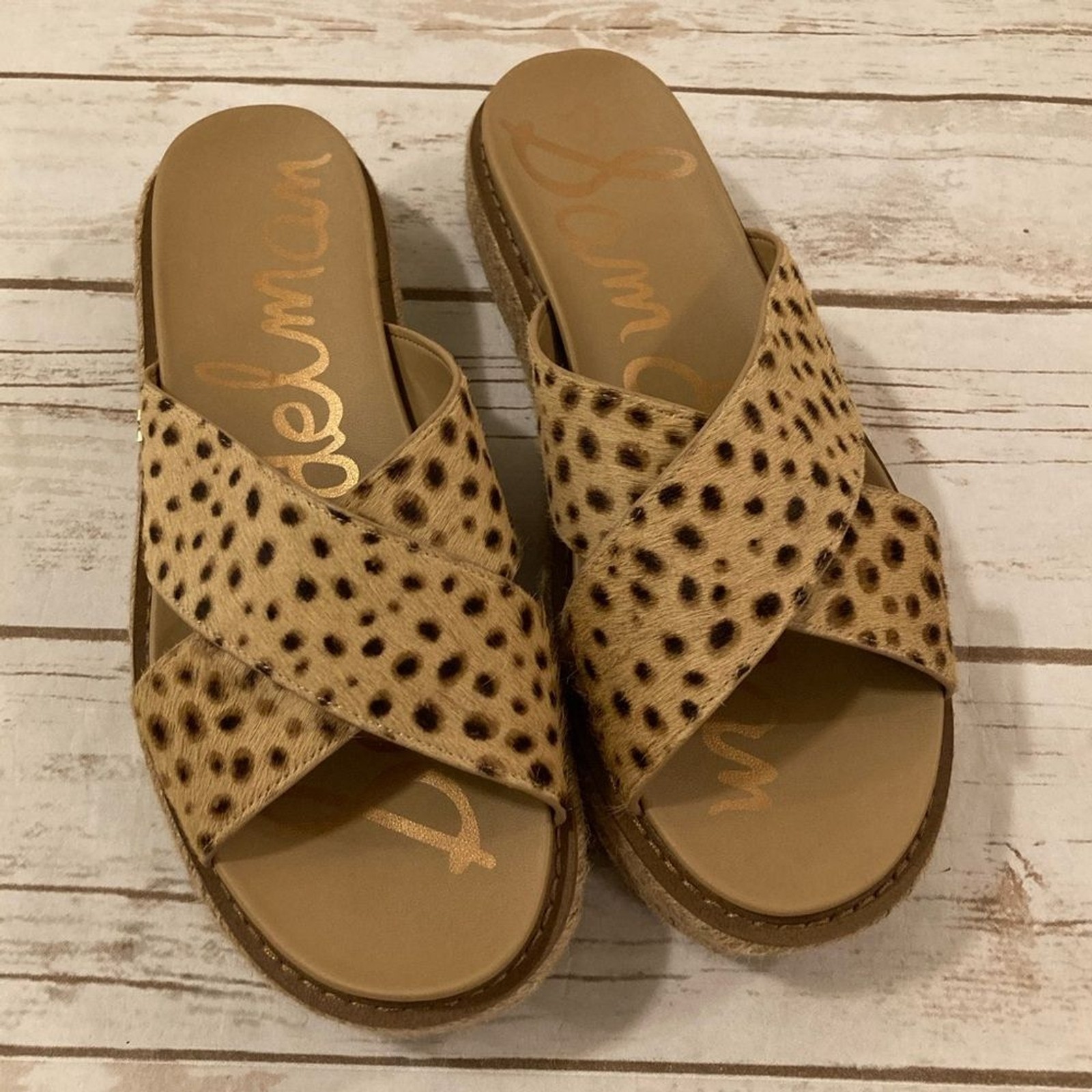 Sam Edelman Korina Platform Animal Print Slide Sandals Women's Size 9