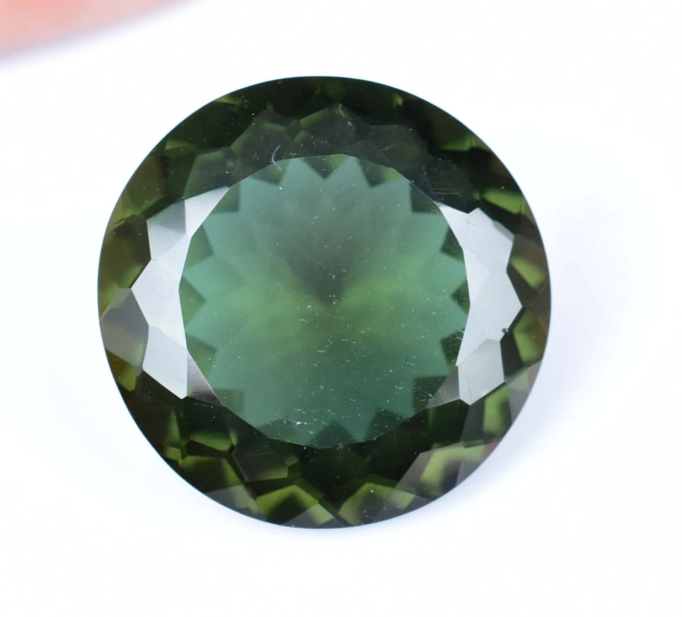 25.00 Ct Natural Greenish Moldavite Round Cut Certified Flawless Loose Gemstone - Image 2 of 4