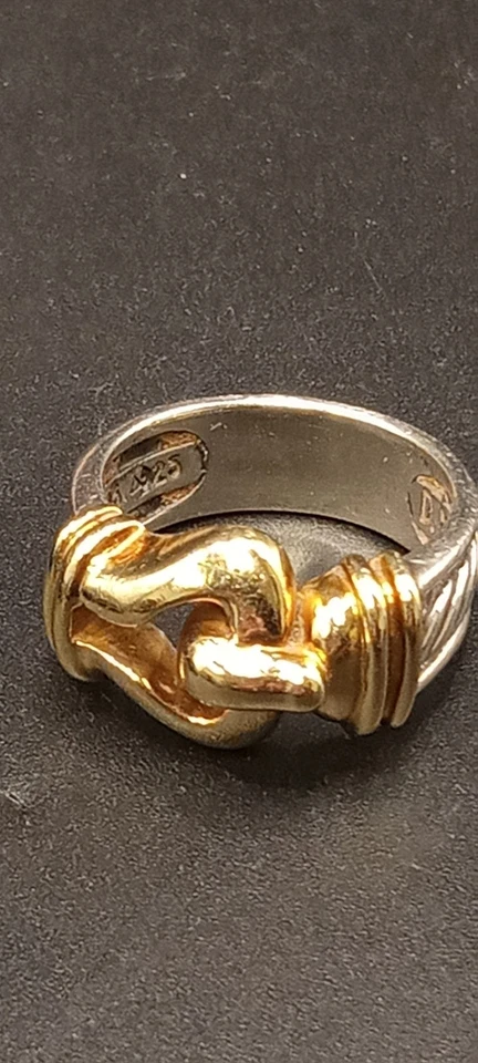 David Yurman anel de cabo com fivela de ouro 925 e 14k 6 (SJ944)