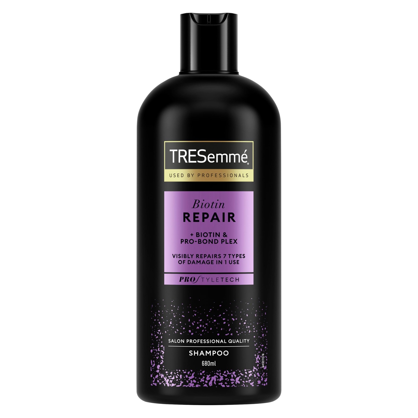 TRESemme Biotin Repair Shampoo visibly repairs 7 types of damage in 1 use for dr