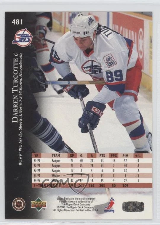 1995-96 Upper Deck Darren Turcotte #481 - Image 2 of 2