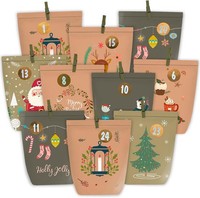 Adventskalender PapiertüTen 24 StüCk Zum BefüLlen Mit Aufkleberzahlen 1-24