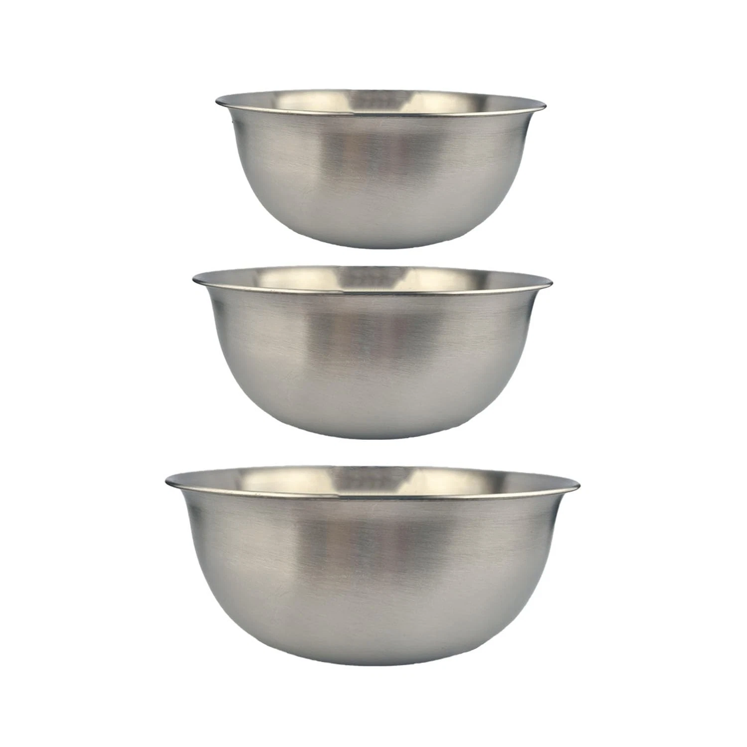 Stainless Steel Mixing Bowl Thickened 3-Piece Set, Nested Flat Bottom 1.3QT (...