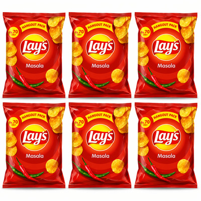 Lay s Masala Chips 42g Pack of 6 | Spicy Desi Flavor Potato Chips| Free Delivery