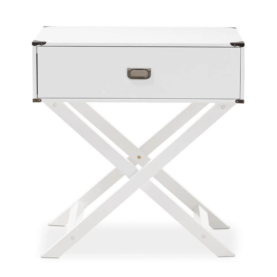 Baxton Studio Curtice Modern And Contemporary White 1-Drawer Wooden Bedside Tabl - Image 4 of 4