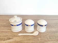 Service Condiments Porcelaine Philippe Deshoulieres Moutardier Salière Poivrière