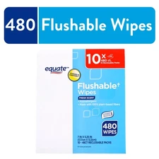 Equate Flushable Wet Wipes, Fresh Scent, 480 Wipes (10 Pack), Compare