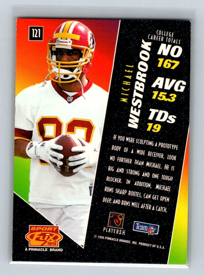 Michael Westbrook 1995 Sportflix #121 RC Washington Redskins - Image 2 of 2