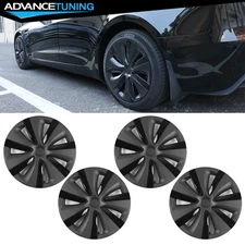 For 24-25 Tesla Model 3 18 Inch S Style Gunmetal& Gloss Black Wheel Covers 4PCS