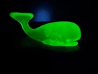 Fenton Glass Whale Paperweight - Yellow Opalescent Vaseline Uranium Glass Rare