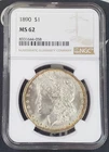 1890-P US Morgan Silver Dollar - NGC MS 62
