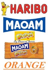 MEGA JOBLOT of 400 x HARIBO MAOAM STRIPES ORANGE FLAVOUR FRUIT CHEWS SWEETS KIDS
