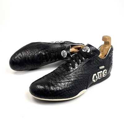 Cesare Paciotti mens Snake Leather Sneakers Black Size Us 8 Eu 42