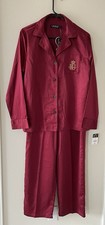 New Lauren Ralph Lauren RLR Satin Crested Pajama PJ Set Red Women Small