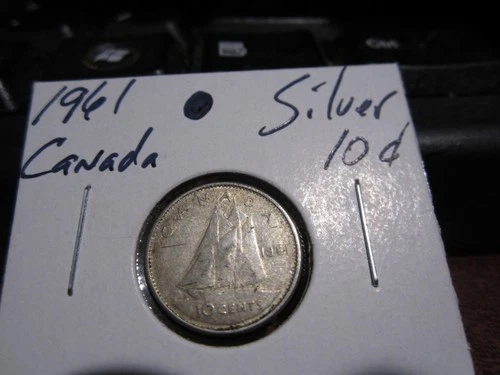 Canada 1961 -  10 Cent Dime Canadian Coin - 80% Silver - ASW 0.06 Oz