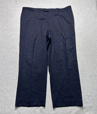 Tommy Hilfiger Dress Pants Mens 44 X 28 Navy Blue Pleated 100% Wool Classic Fit