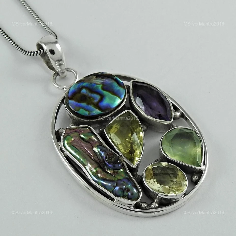 Friendship Day Sale Lemon Quartz Ethnic Pendant Solid 925 Sterling Silver - Image 4 of 4