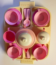 Fisher-Price Pink Pretend Tea Set w/ Tray Teapot Cups Saucers Utensils