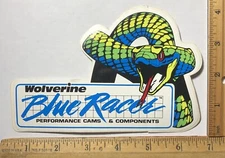 Vintage Wolverine Blue Racer Performance Cams Snake Logo Decal Sticker Hot Rod