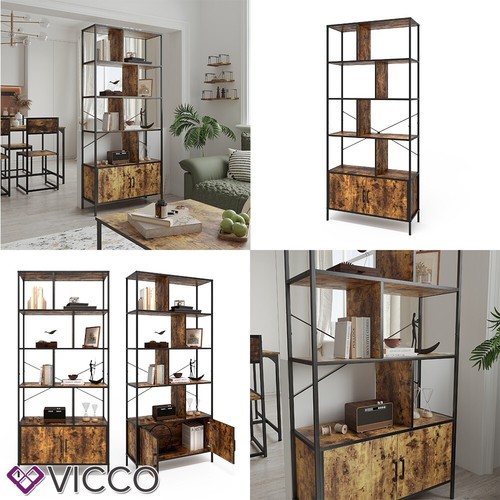 Bücherregal Fyrk Eiche rustikal 80 x 180 cm mit 4 Regalebenen Vicco - Bild 8 von 9