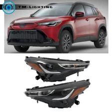 For Toyota Corolla Cross L/LE 2022 2023 Headlight Left+Right Headlamps LED Black