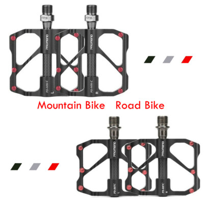 MTB flach Pedale Kohlenstoff Faser + Legierung Straße Fahrrad 3 Plattform Pedal