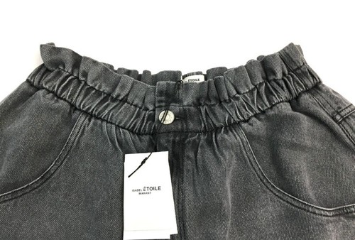 BNWT Isabel MARANT Etoile Shorts Size 14 Grey Denim Elasticated Zip Button 210€ - Picture 3 of 7