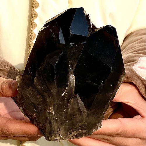 2.41LB Natural Beautiful Black Quartz Crystal Cluster Mineral Specimen Rare - 第 10/12 張圖片